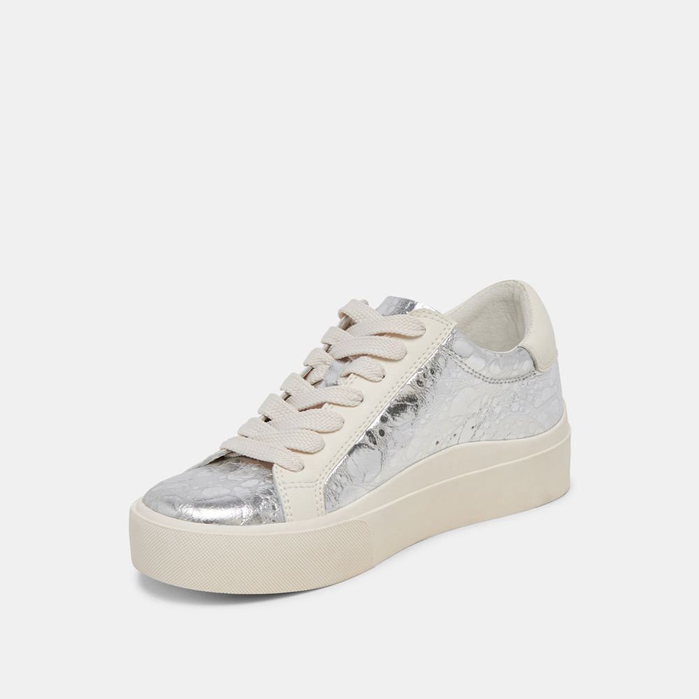 Dolce Vita Zayn 360 Leather Women Sneakers Silver | US-567190IFN