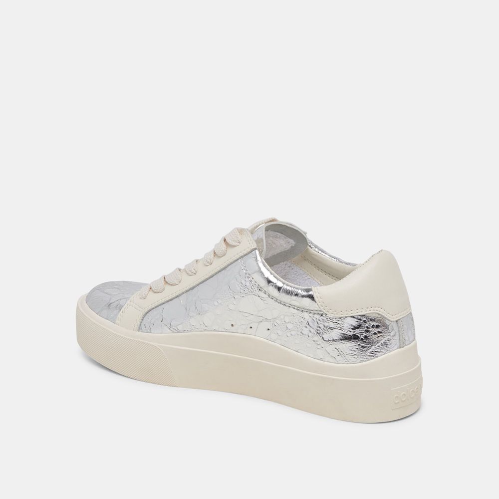 Dolce Vita Zayn 360 Leather Women Sneakers Silver | US-567190IFN