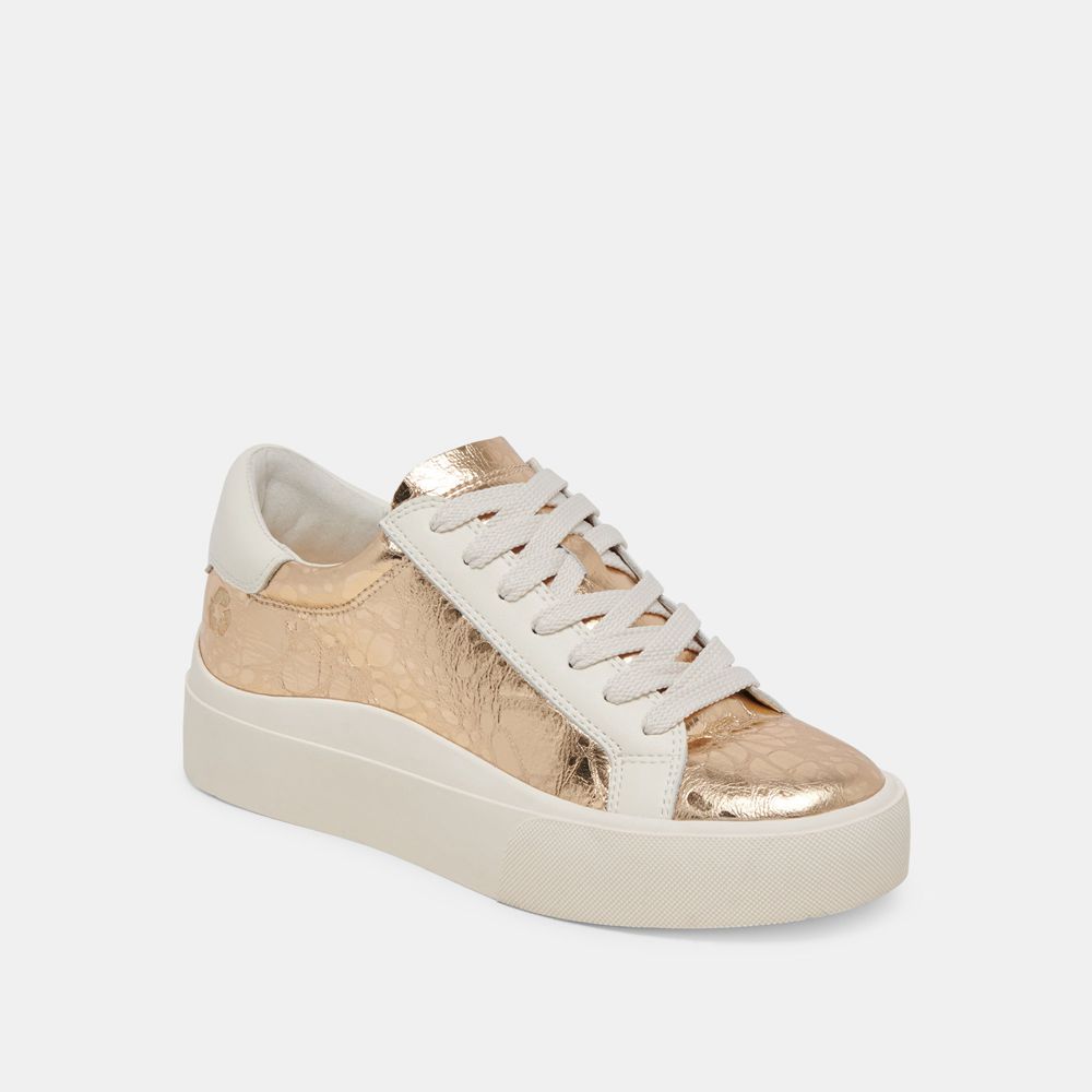 Dolce Vita Zayn 360 Leather Women Sneakers Gold | US-297053HUZ