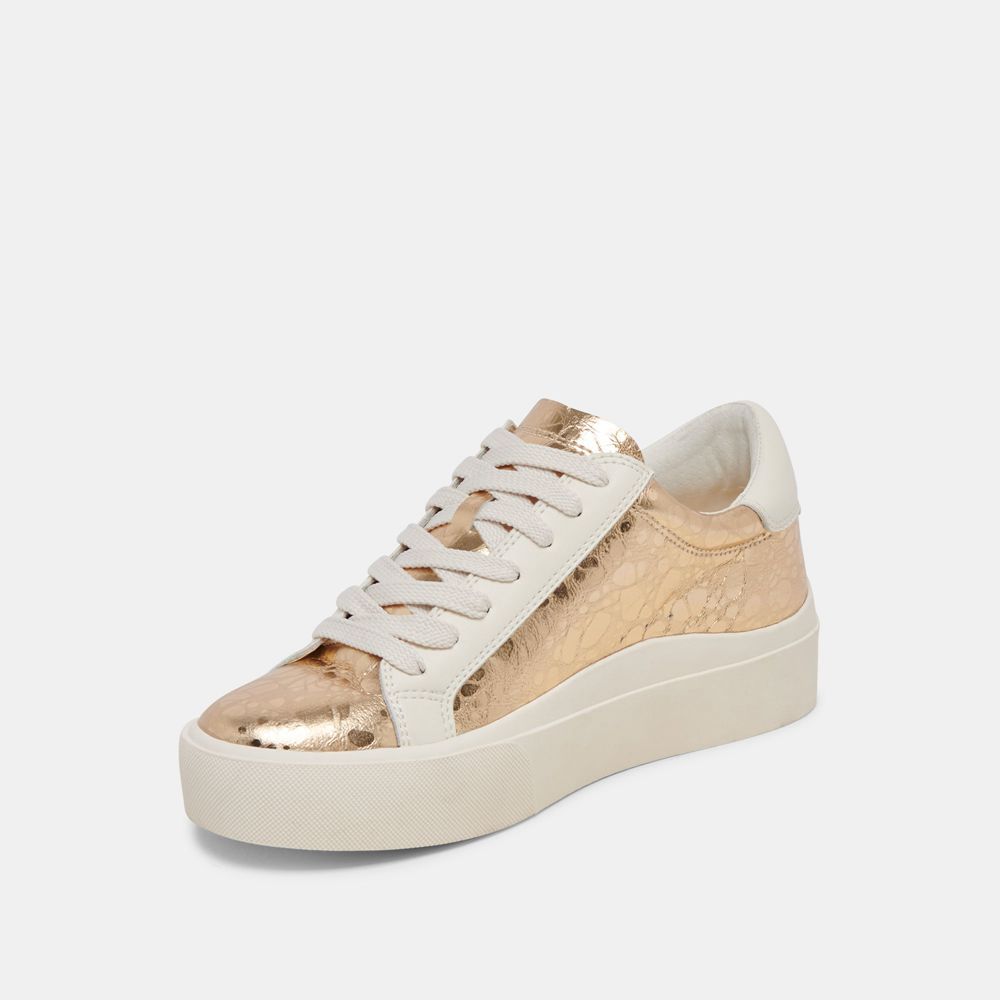 Dolce Vita Zayn 360 Leather Women Sneakers Gold | US-297053HUZ