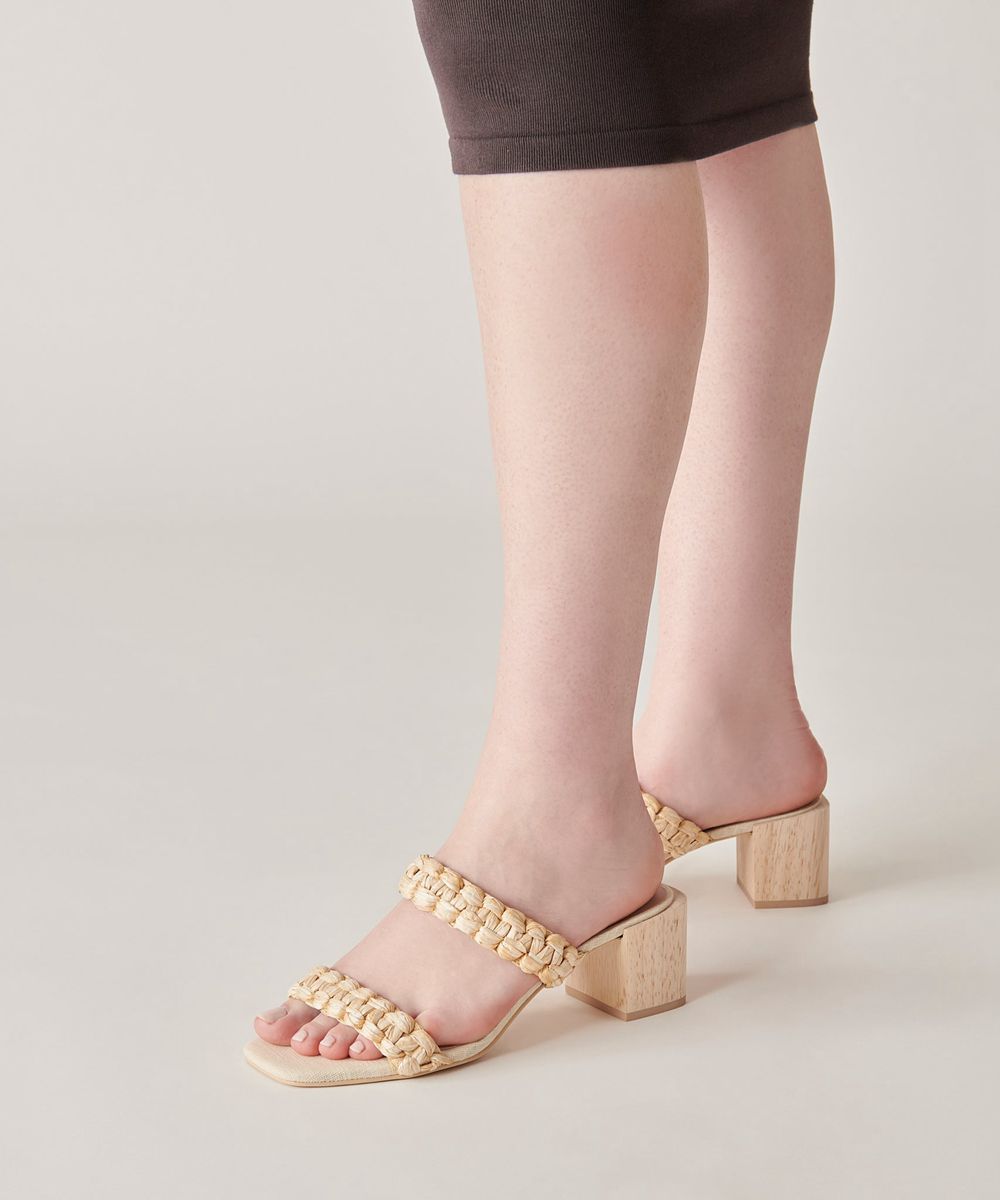 Dolce Vita Zeno Raffia Women Sandals Light Brown | US-132786NTQ