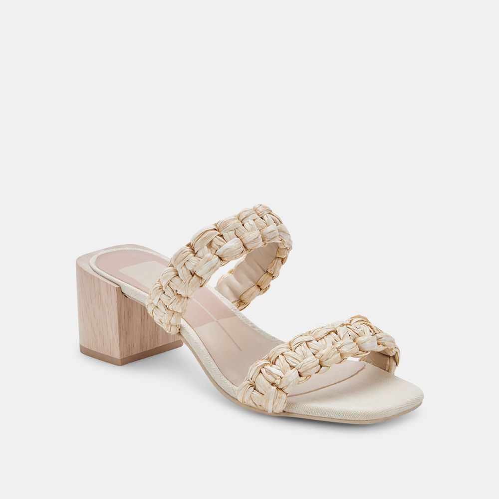 Dolce Vita Zeno Raffia Women Sandals Light Brown | US-132786NTQ