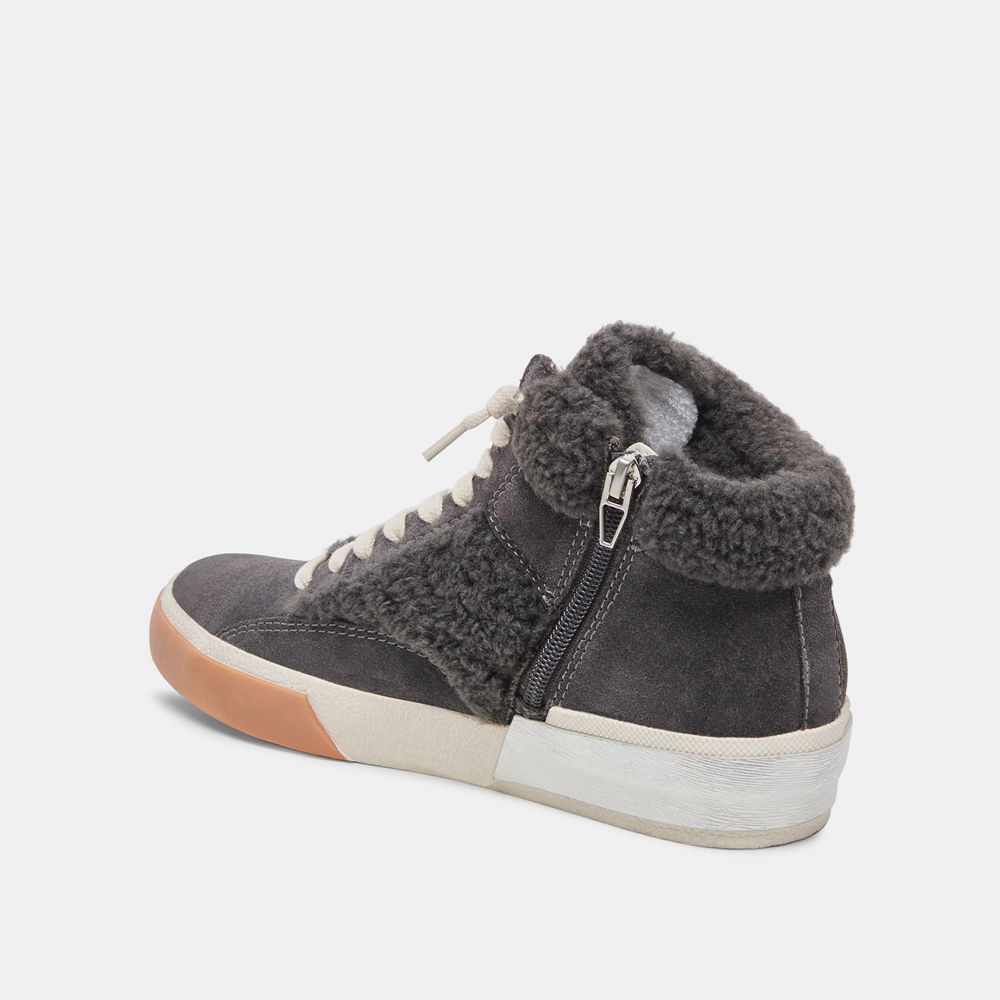 Dolce Vita Zilvia Plush Suede Women Sneakers Dark Grey | US-019826LVI