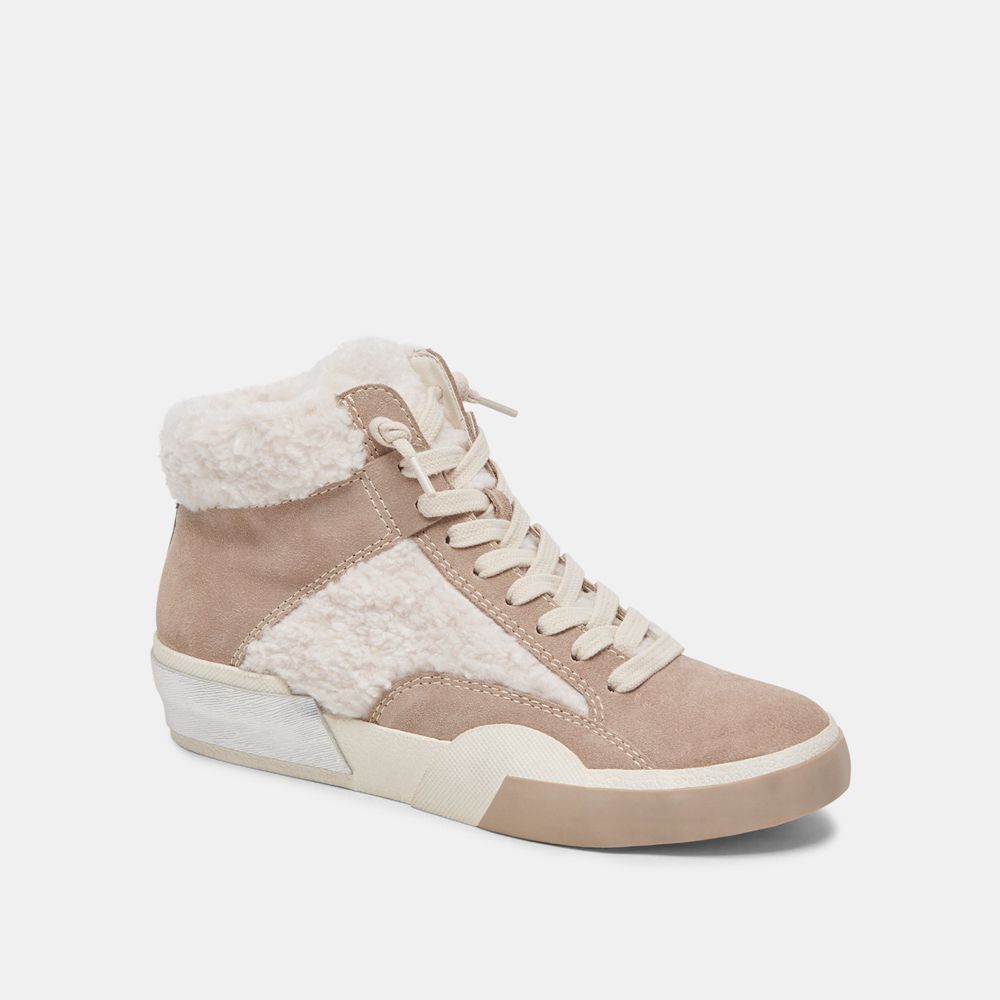 Dolce Vita Zilvia Plush Suede Women Sneakers Beige / White | US-706915LDF