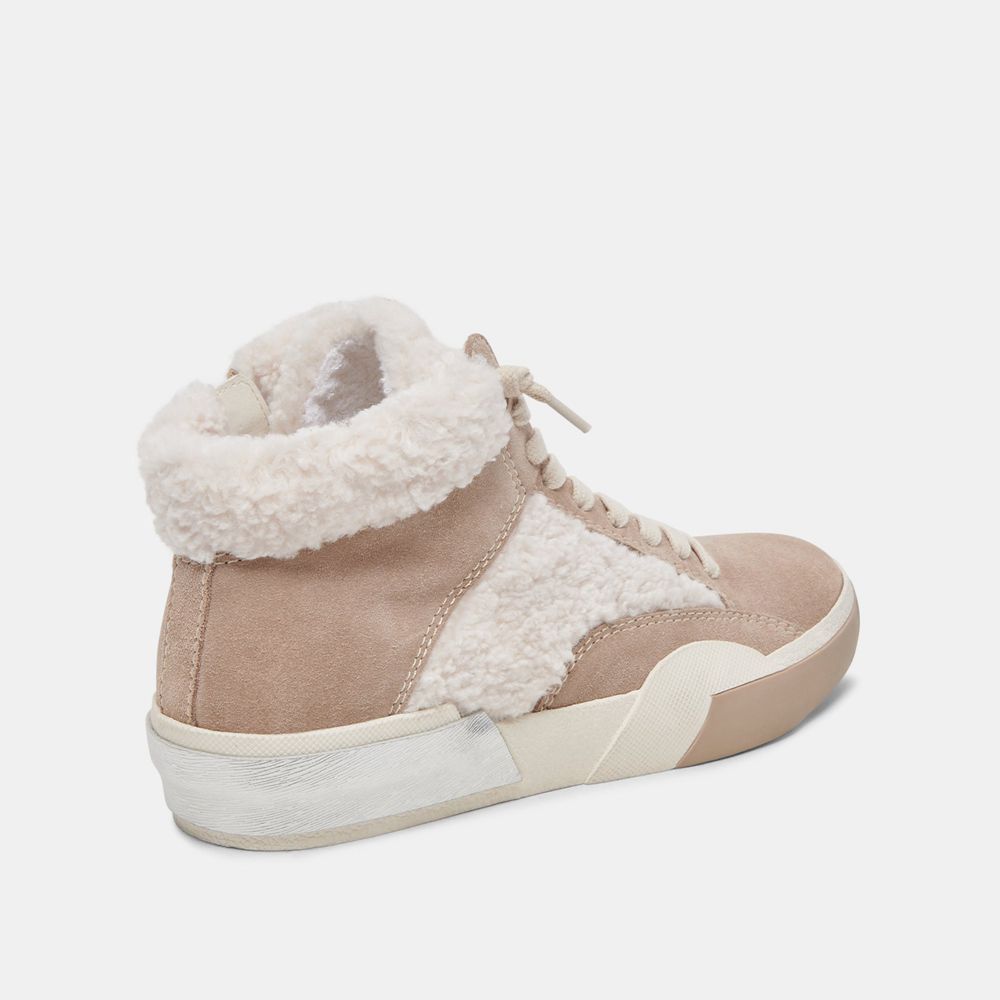 Dolce Vita Zilvia Plush Suede Women Sneakers Beige / White | US-706915LDF