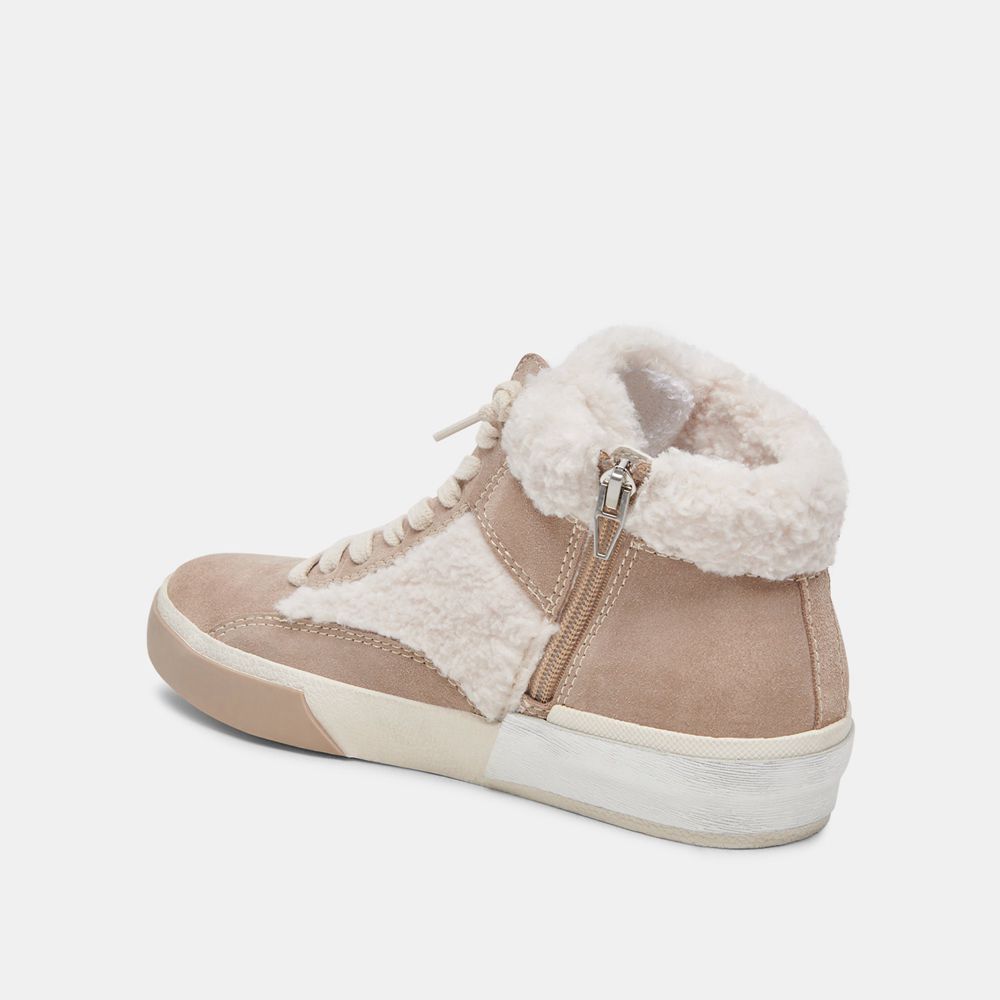 Dolce Vita Zilvia Plush Suede Women Sneakers Beige / White | US-706915LDF