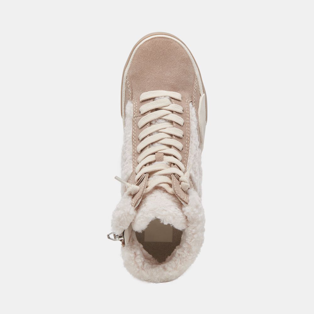 Dolce Vita Zilvia Plush Suede Women Sneakers Beige / White | US-706915LDF