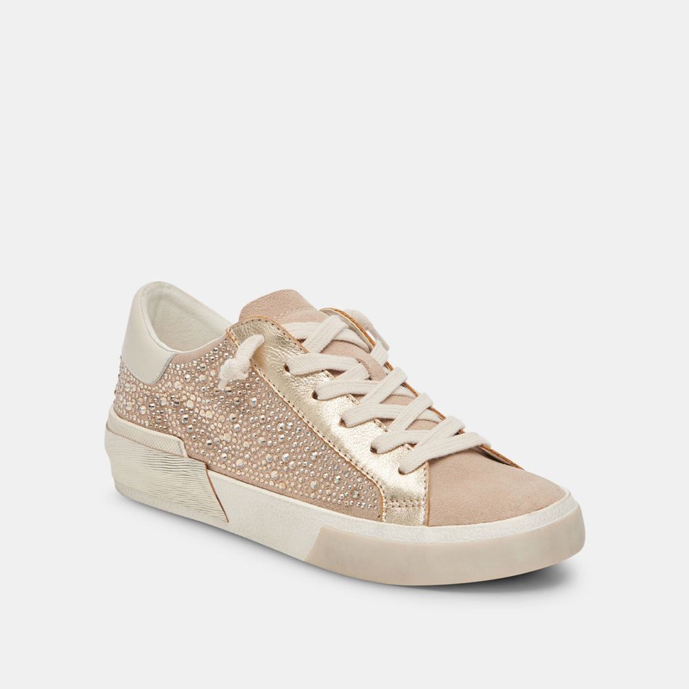 Dolce Vita Zina Crystal Suede Women Sneakers Gold | US-628741NWZ