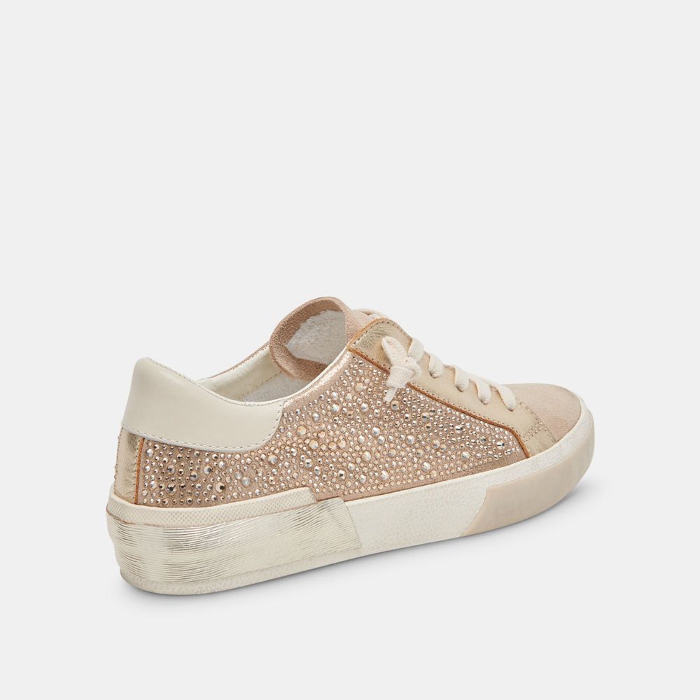 Dolce Vita Zina Crystal Suede Women Sneakers Gold | US-628741NWZ