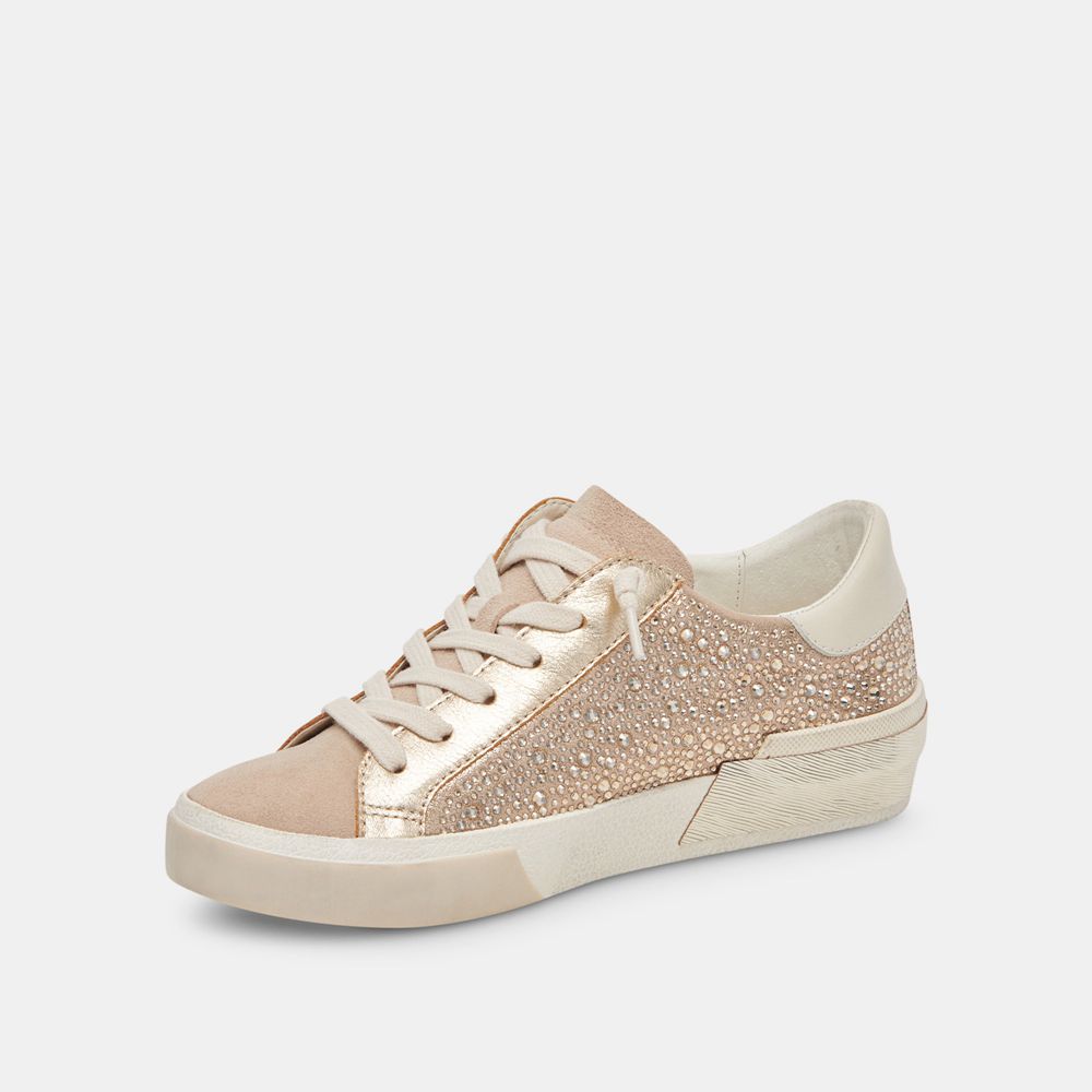 Dolce Vita Zina Crystal Suede Women Sneakers Gold | US-628741NWZ