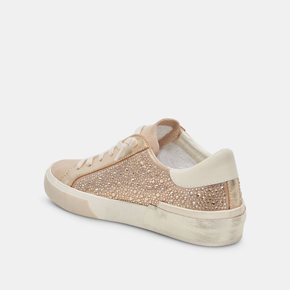 Dolce Vita Zina Crystal Suede Women Sneakers Gold | US-628741NWZ