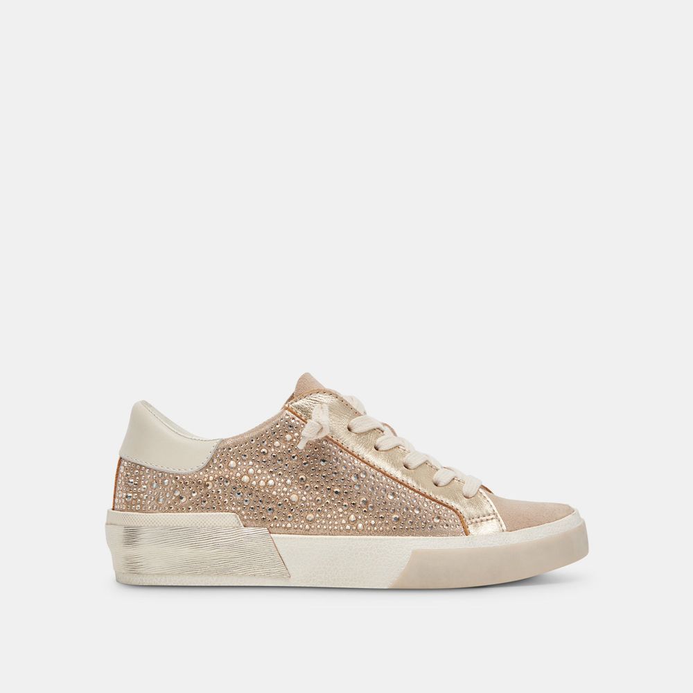 Dolce Vita Zina Crystal Suede Women Sneakers Gold | US-628741NWZ