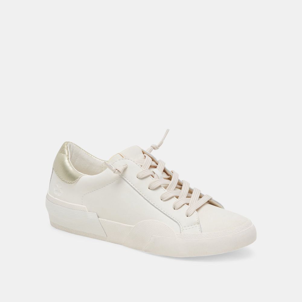 Dolce Vita Zina Foam 360 Leather Women Sneakers White / Gold | US-081634TWC