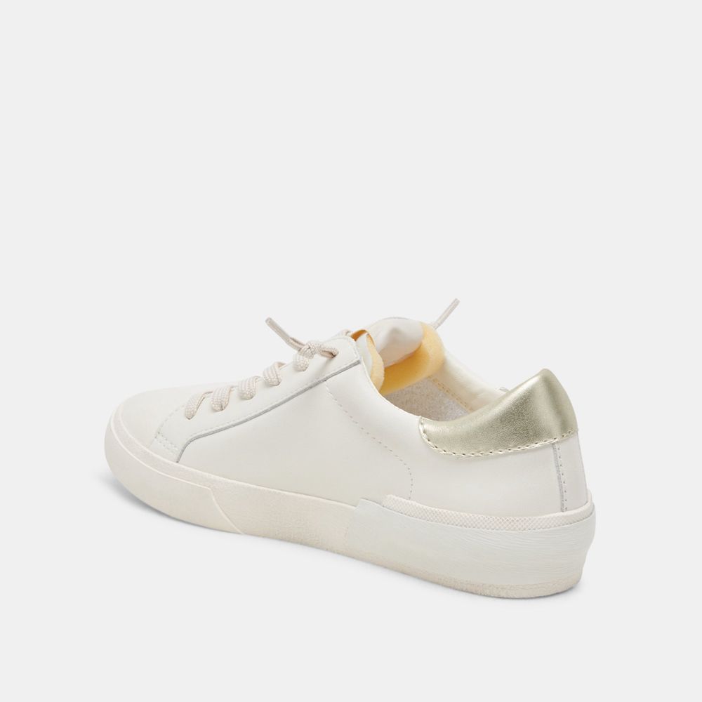 Dolce Vita Zina Foam 360 Leather Women Sneakers White / Gold | US-081634TWC