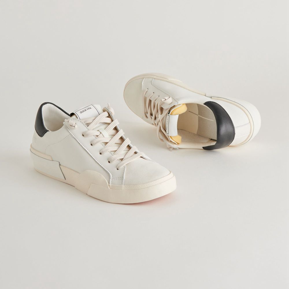 Dolce Vita Zina Foam 360 Leather Women Sneakers White / Black | US-650927KFY