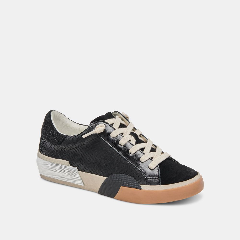 Dolce Vita Zina Leather Women Sneakers Black | US-928743MEN