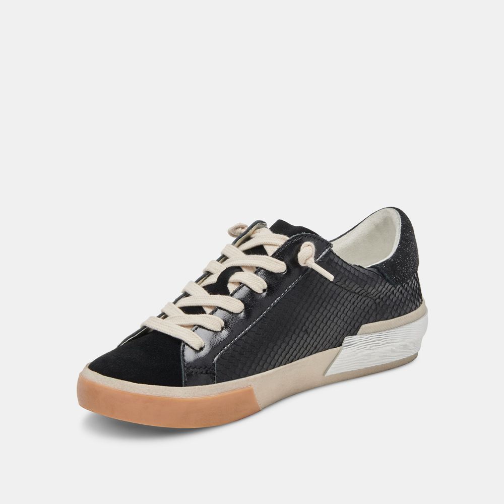 Dolce Vita Zina Leather Women Sneakers Black | US-928743MEN