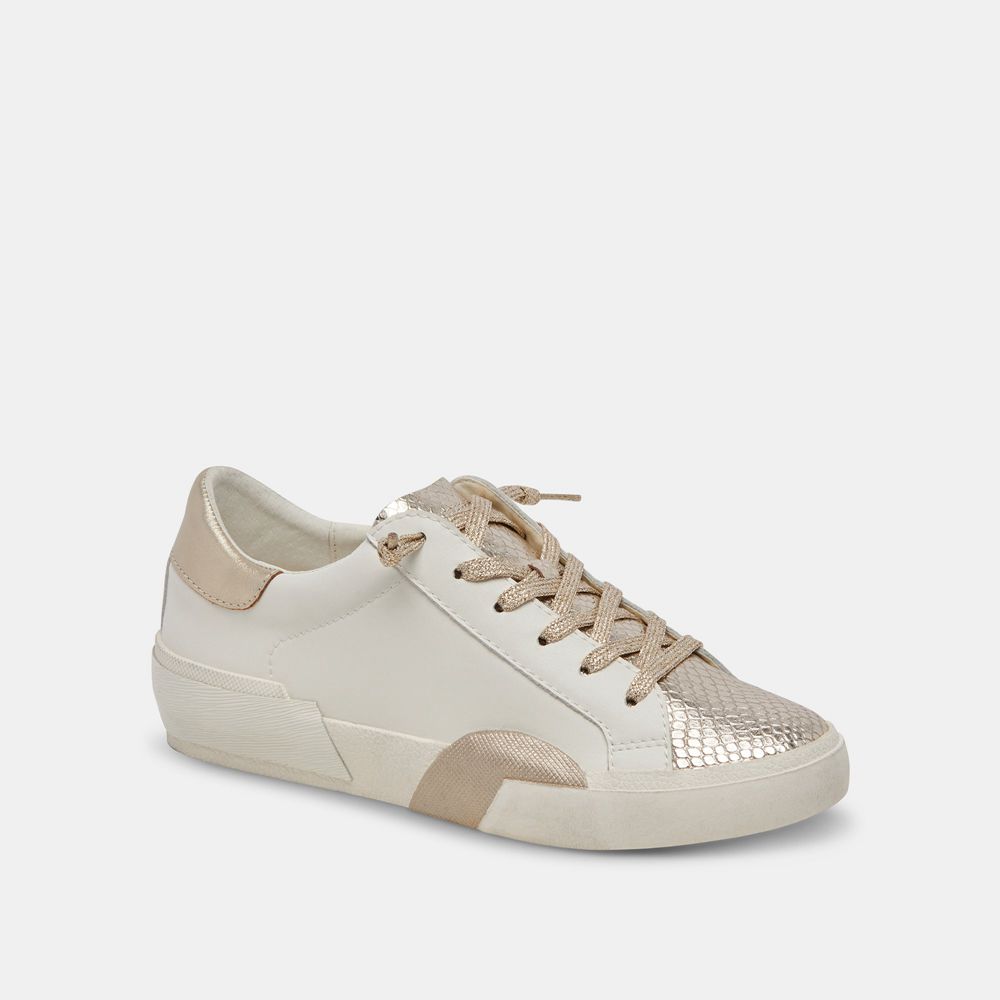 Dolce Vita Zina Leather Women Sneakers White / Gold | US-743126AQD