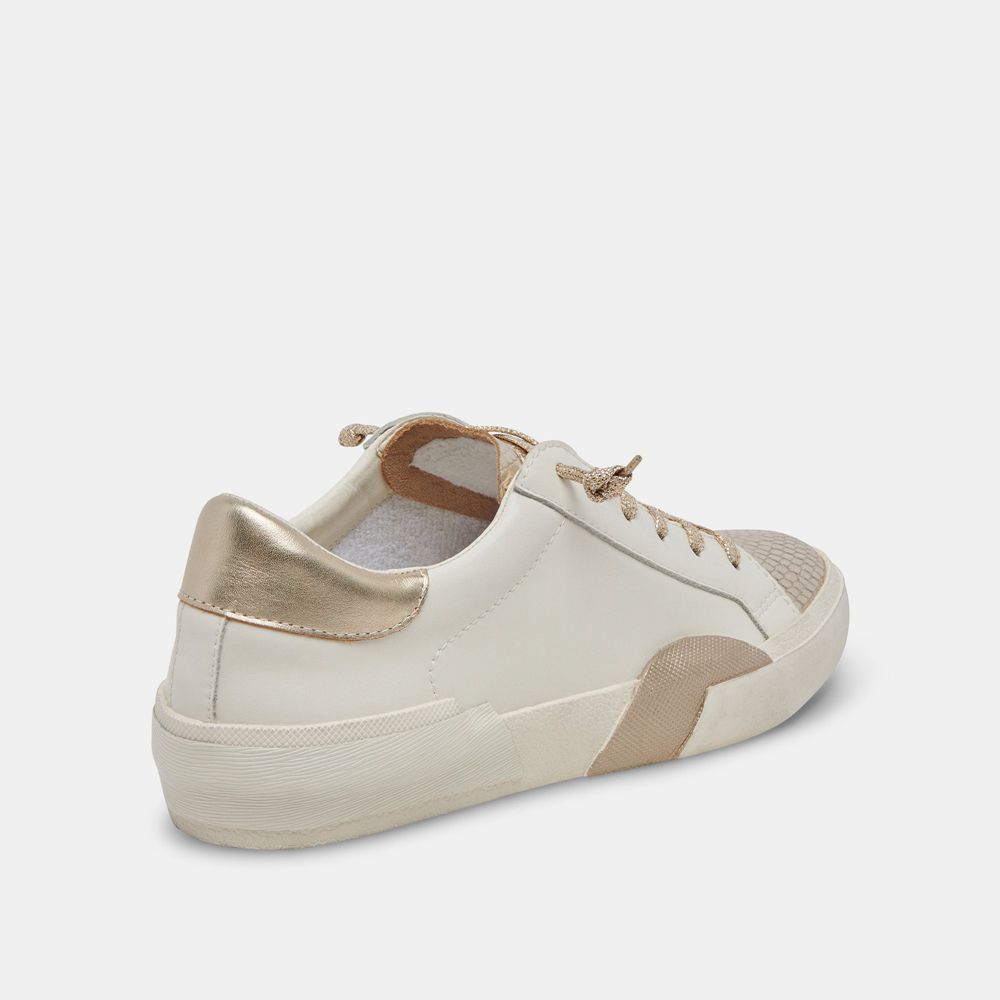 Dolce Vita Zina Leather Women Sneakers White / Gold | US-743126AQD