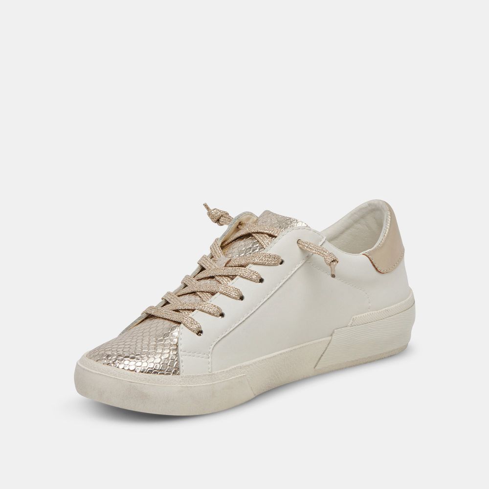 Dolce Vita Zina Leather Women Sneakers White / Gold | US-743126AQD