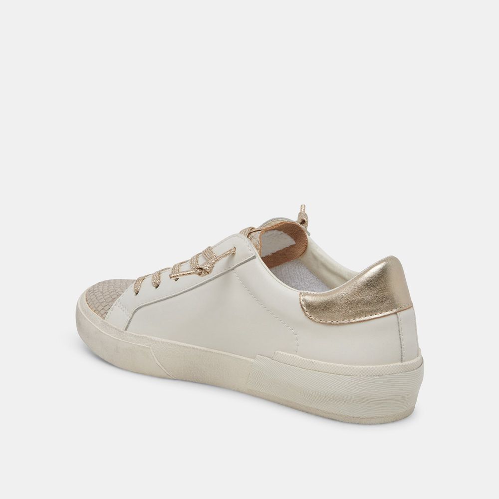 Dolce Vita Zina Leather Women Sneakers White / Gold | US-743126AQD