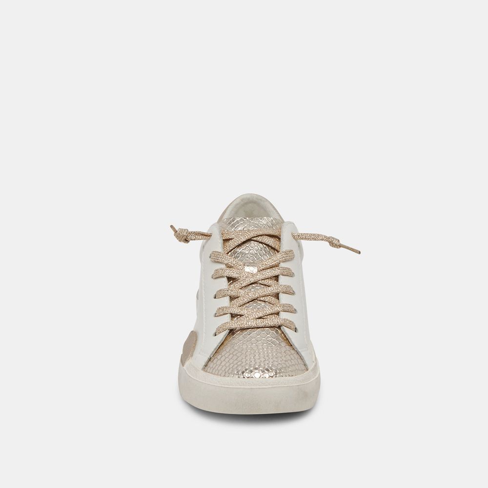 Dolce Vita Zina Leather Women Sneakers White / Gold | US-743126AQD