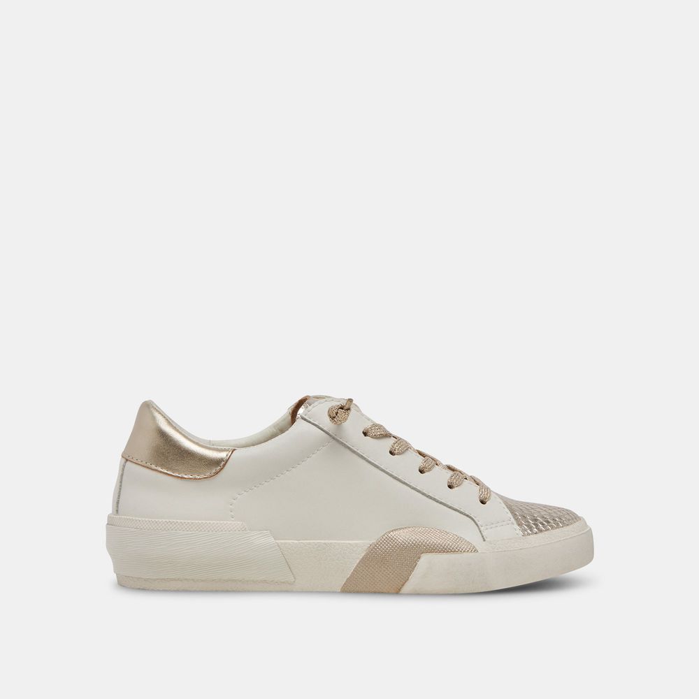 Dolce Vita Zina Leather Women Sneakers White / Gold | US-743126AQD