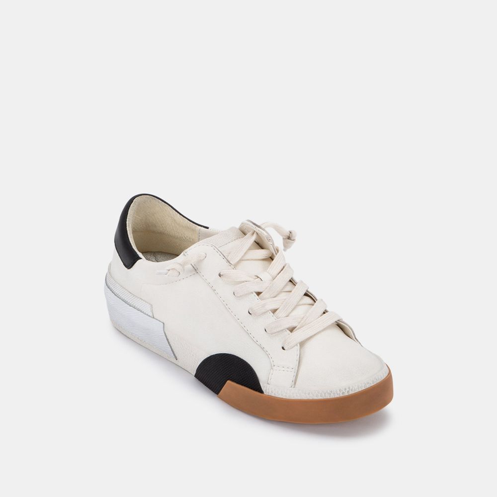 Dolce Vita Zina Leather Women Sneakers White / Black | US-628194WTZ