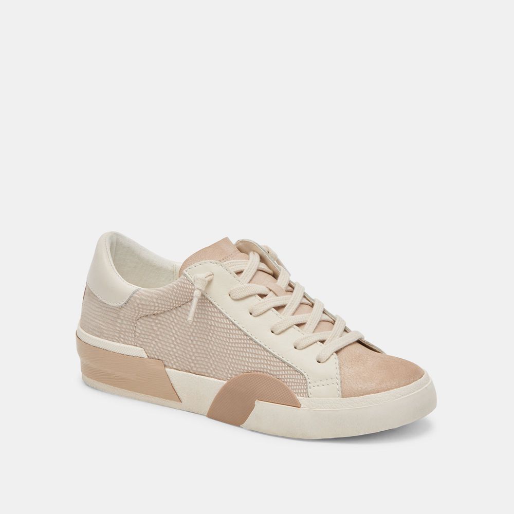 Dolce Vita Zina Leather Women Sneakers White / Beige | US-705169TQH