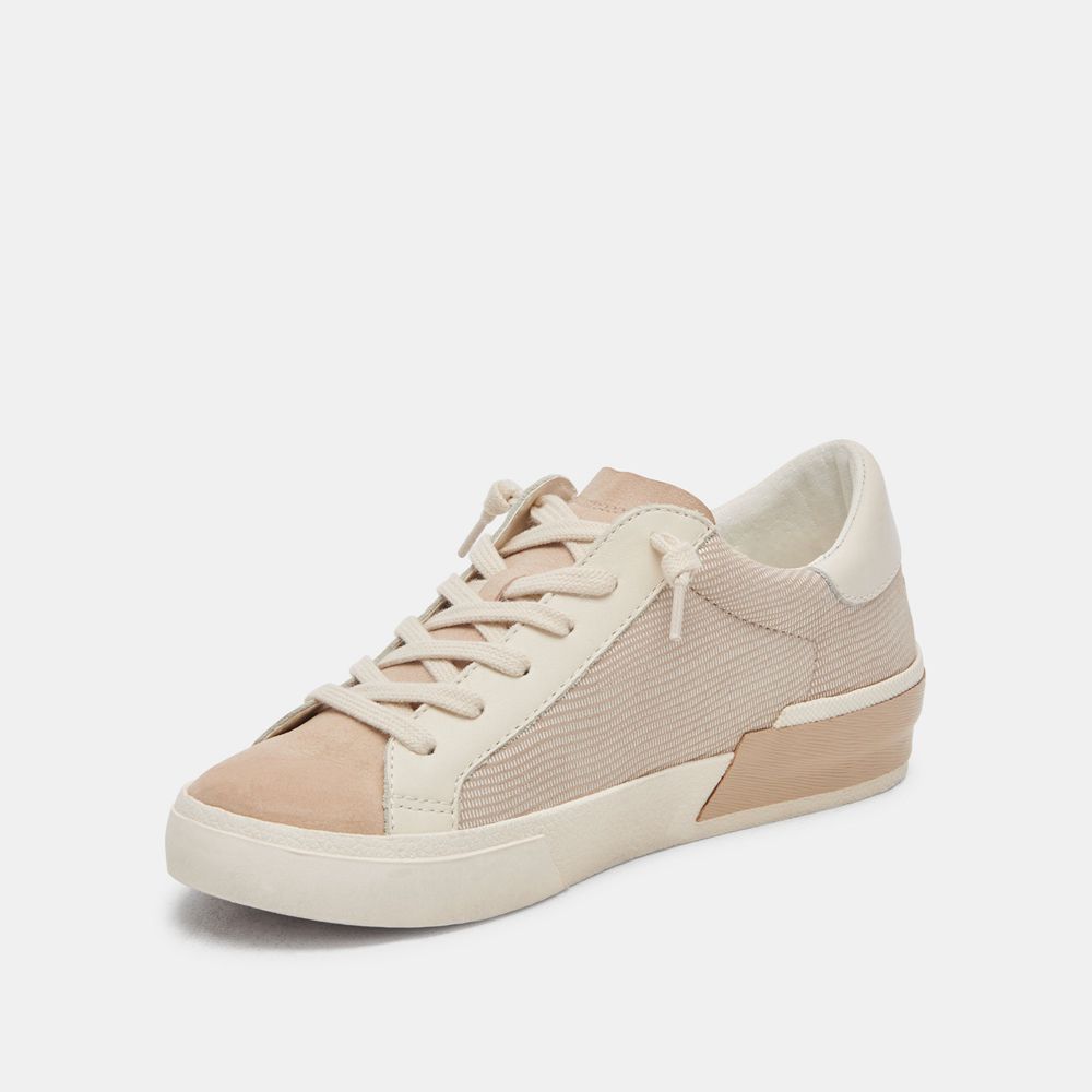 Dolce Vita Zina Leather Women Sneakers White / Beige | US-705169TQH