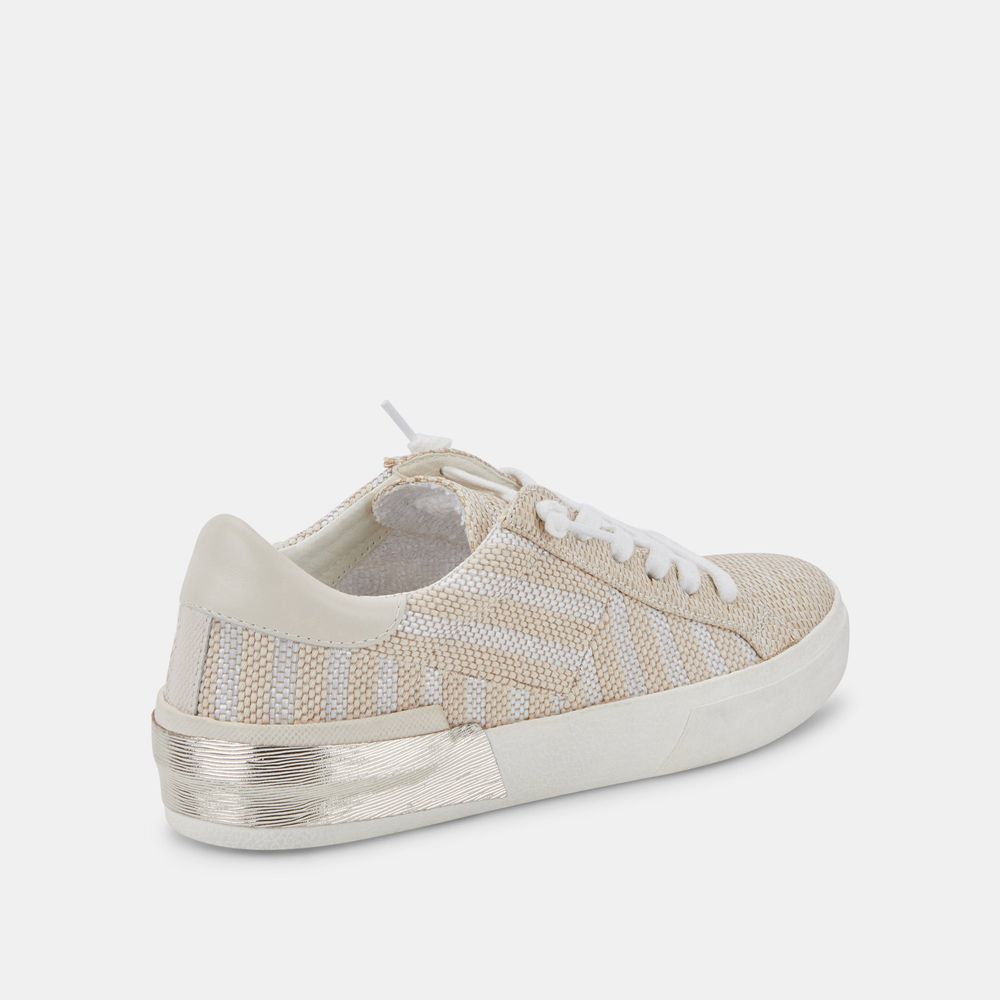 Dolce Vita Zina Patch Raffia Women Sneakers White / Khaki | US-296814IYJ