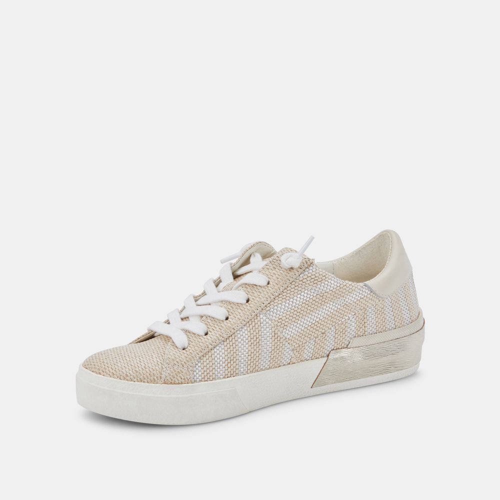 Dolce Vita Zina Patch Raffia Women Sneakers White / Khaki | US-296814IYJ