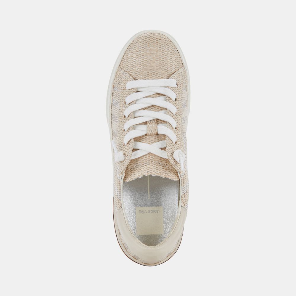 Dolce Vita Zina Patch Raffia Women Sneakers White / Khaki | US-296814IYJ