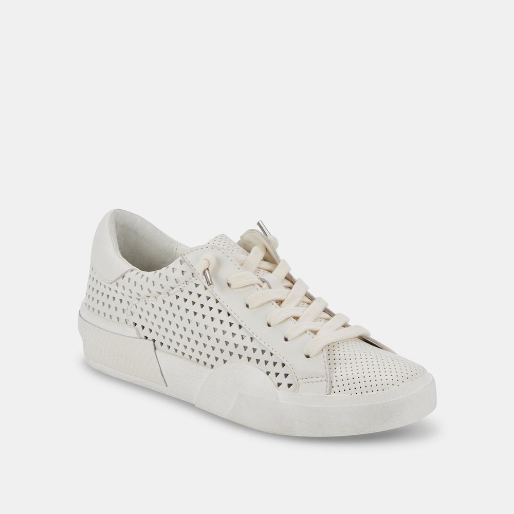 Dolce Vita Zina Perforated Leather Women Sneakers White | US-538026VSH