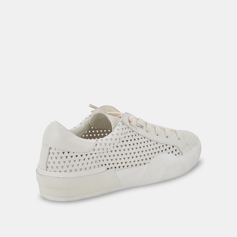 Dolce Vita Zina Perforated Leather Women Sneakers White | US-538026VSH