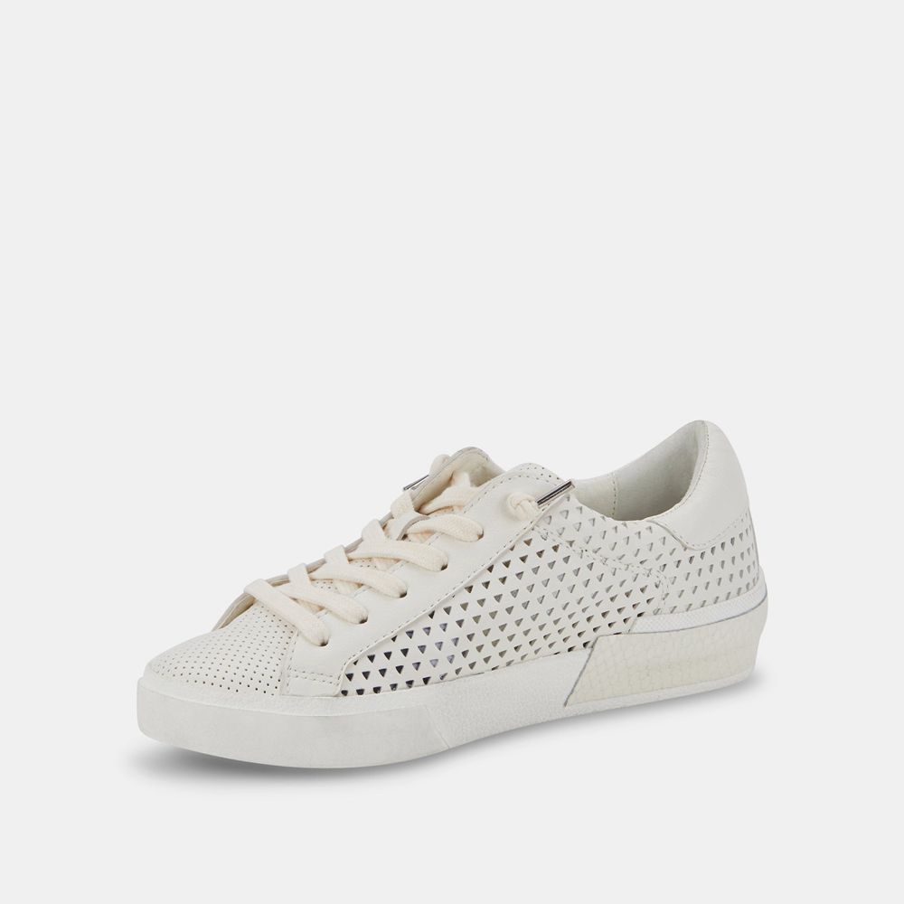 Dolce Vita Zina Perforated Leather Women Sneakers White | US-538026VSH