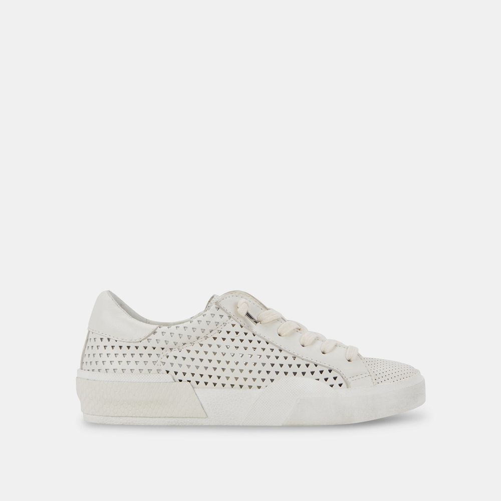 Dolce Vita Zina Perforated Leather Women Sneakers White | US-538026VSH