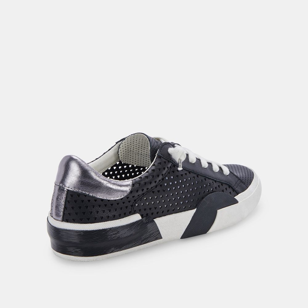 Dolce Vita Zina Perforated Leather Women Sneakers Black | US-647158BNG