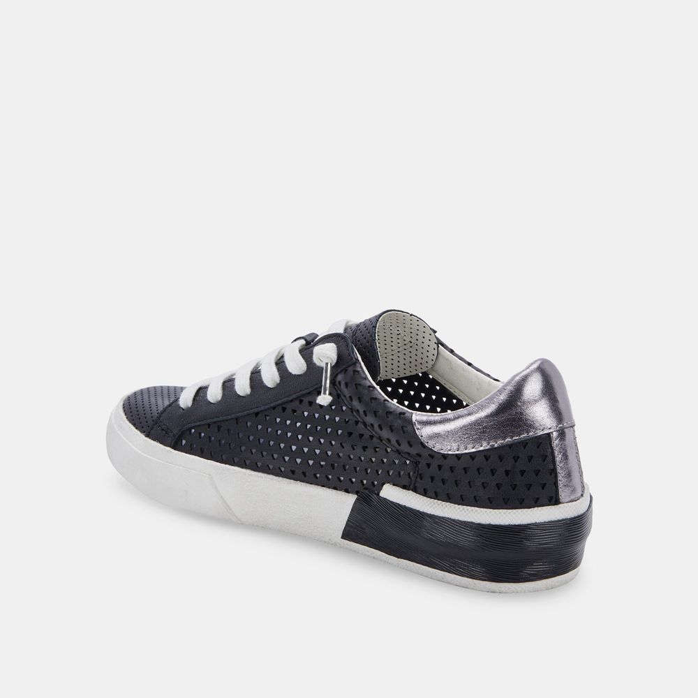 Dolce Vita Zina Perforated Leather Women Sneakers Black | US-647158BNG