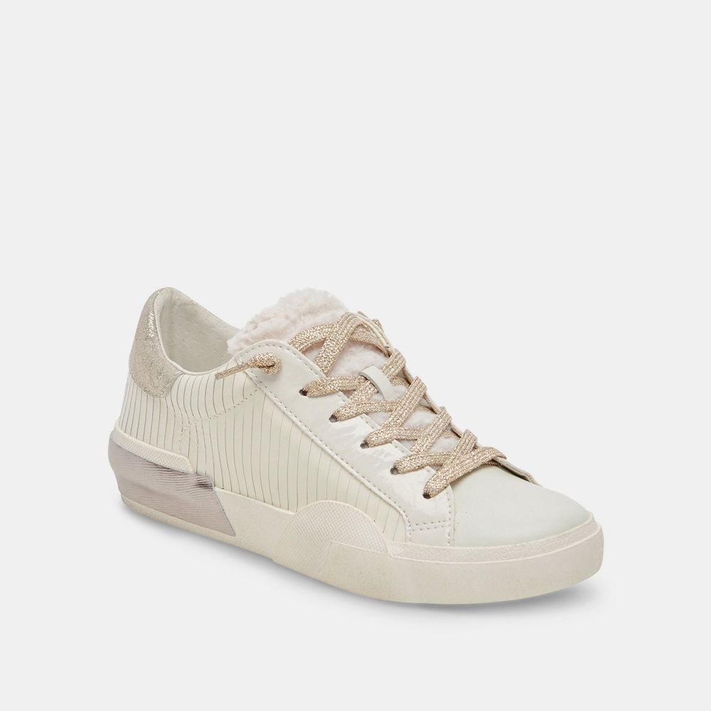 Dolce Vita Zina Plush Leather Women Sneakers White / Cream | US-920836OZB