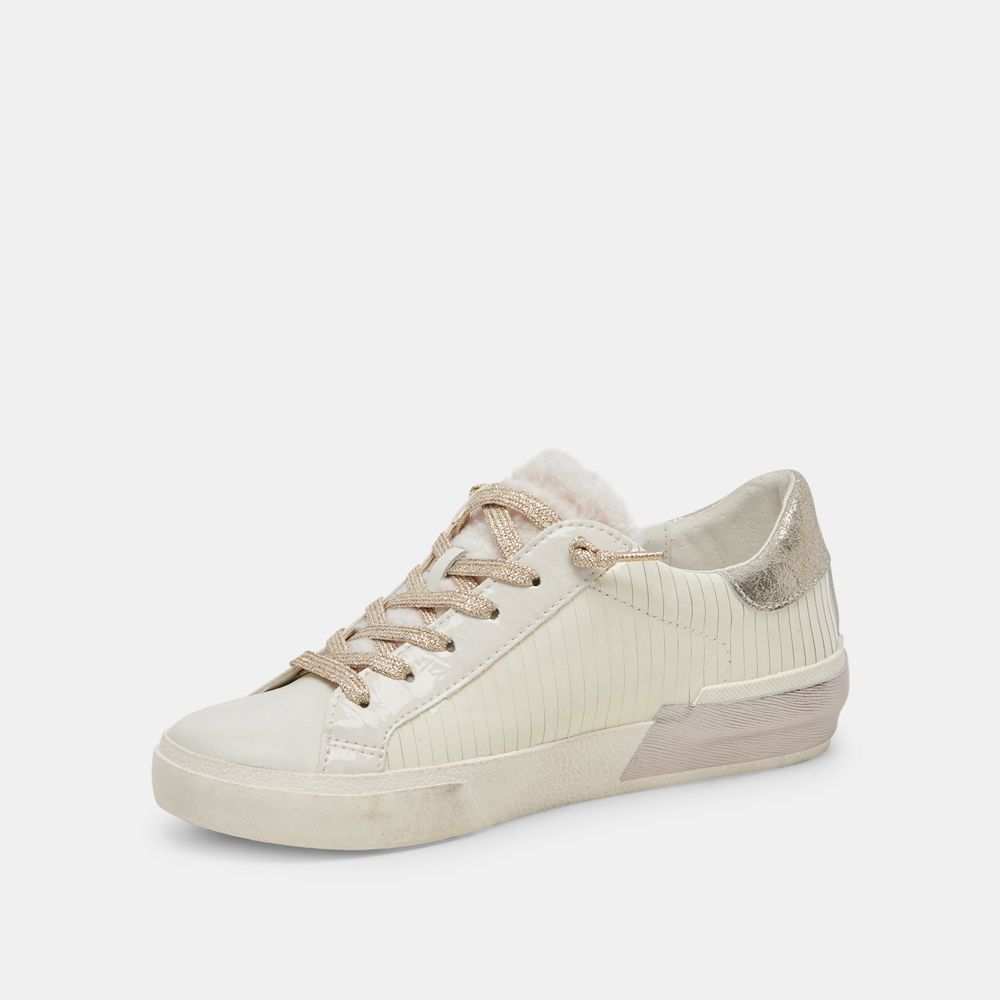 Dolce Vita Zina Plush Leather Women Sneakers White / Cream | US-920836OZB