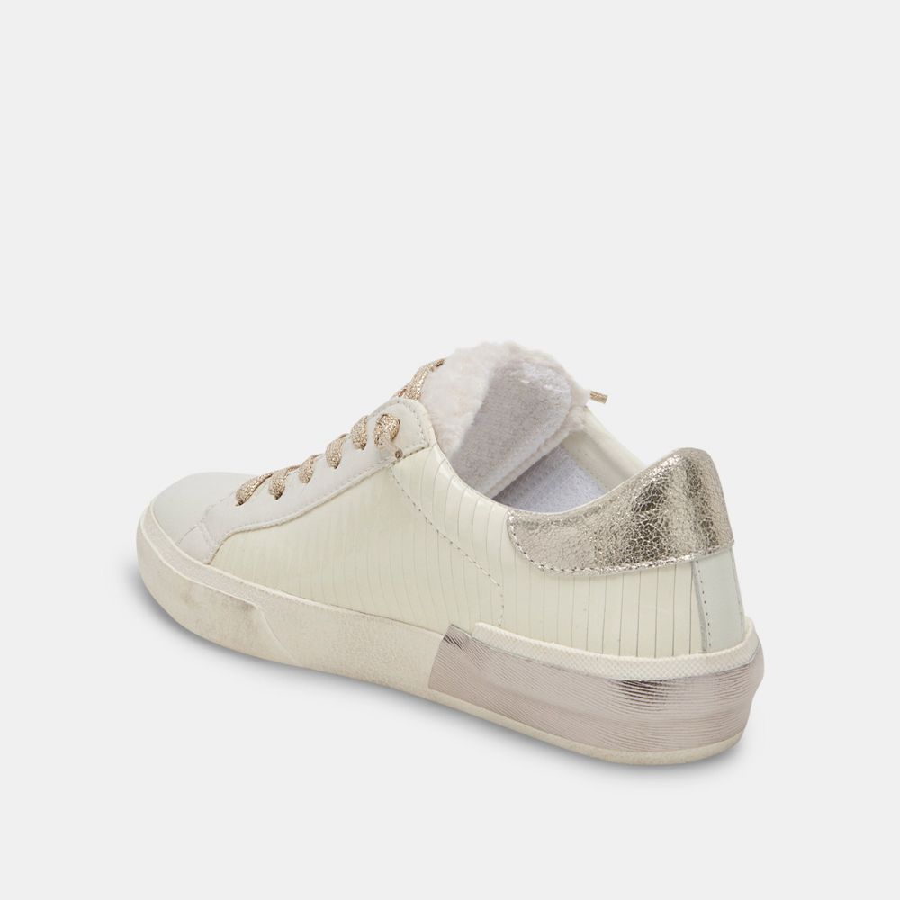 Dolce Vita Zina Plush Leather Women Sneakers White / Cream | US-920836OZB