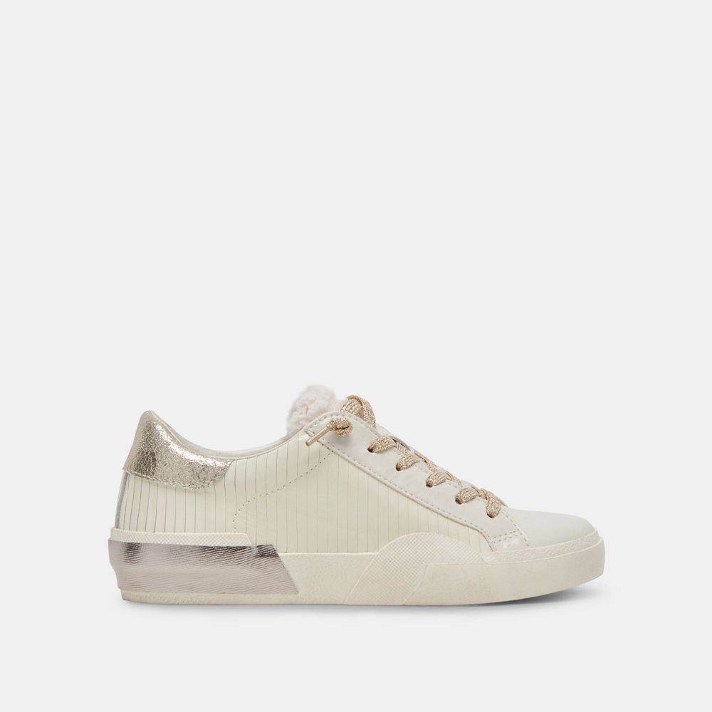 Dolce Vita Zina Plush Leather Women Sneakers White / Cream | US-920836OZB