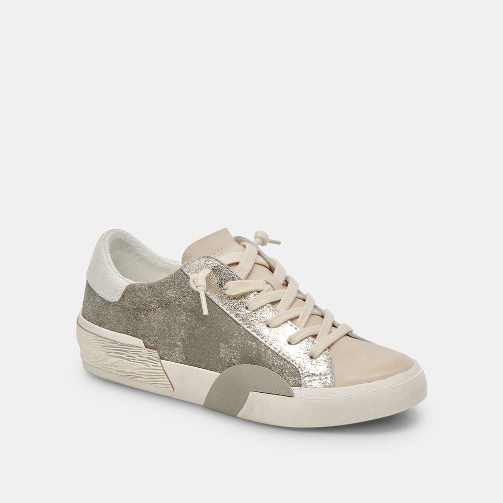 Dolce Vita Zina Suede Women Sneakers Beige / Olive | US-037258EMP