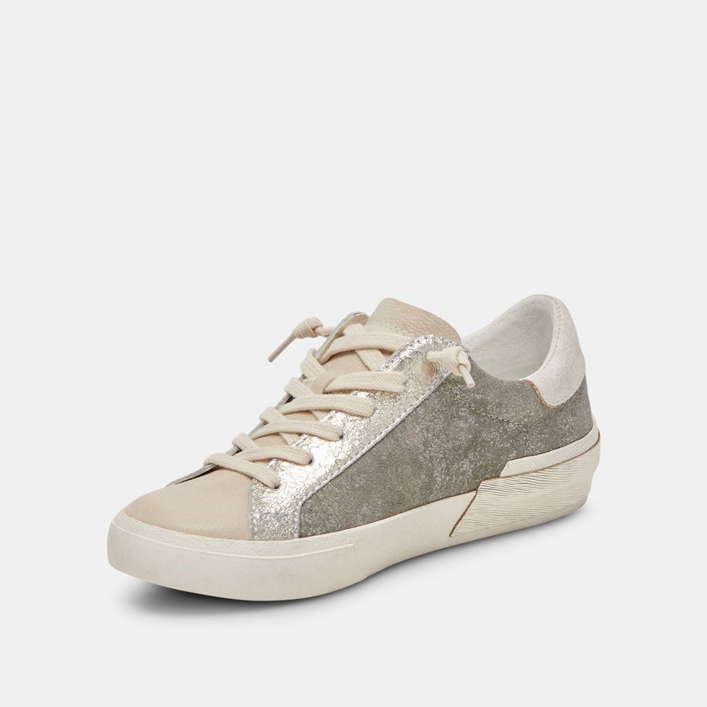 Dolce Vita Zina Suede Women Sneakers Beige / Olive | US-037258EMP