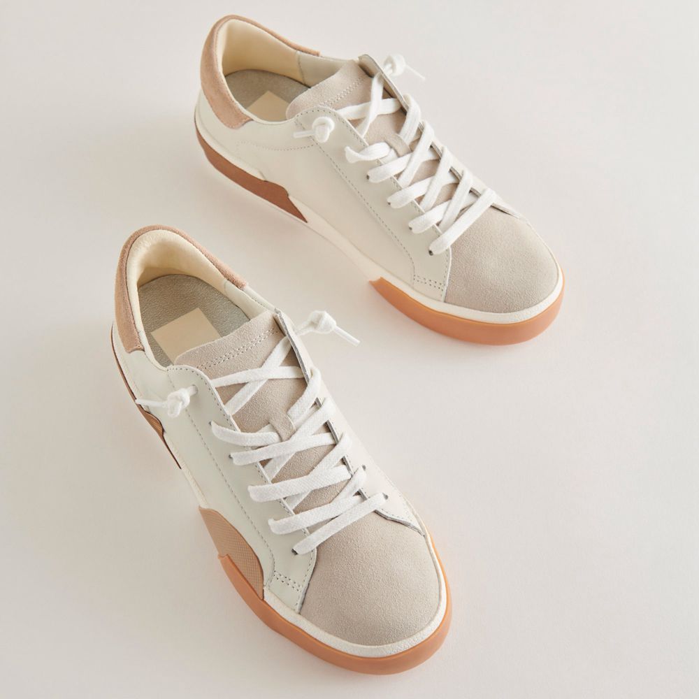 Dolce Vita Zina Wide Leather Women Sneakers White / Brown | US-613948ITY