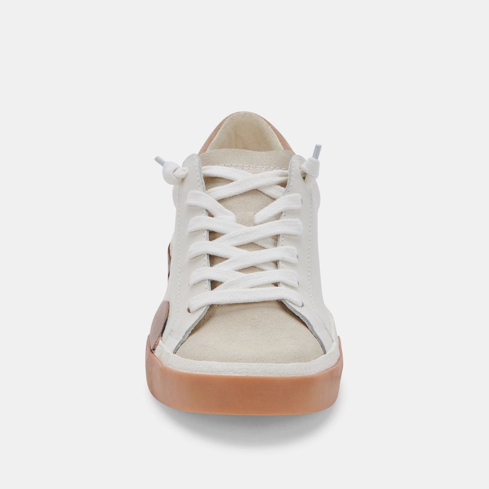 Dolce Vita Zina Wide Leather Women Sneakers White / Brown | US-613948ITY