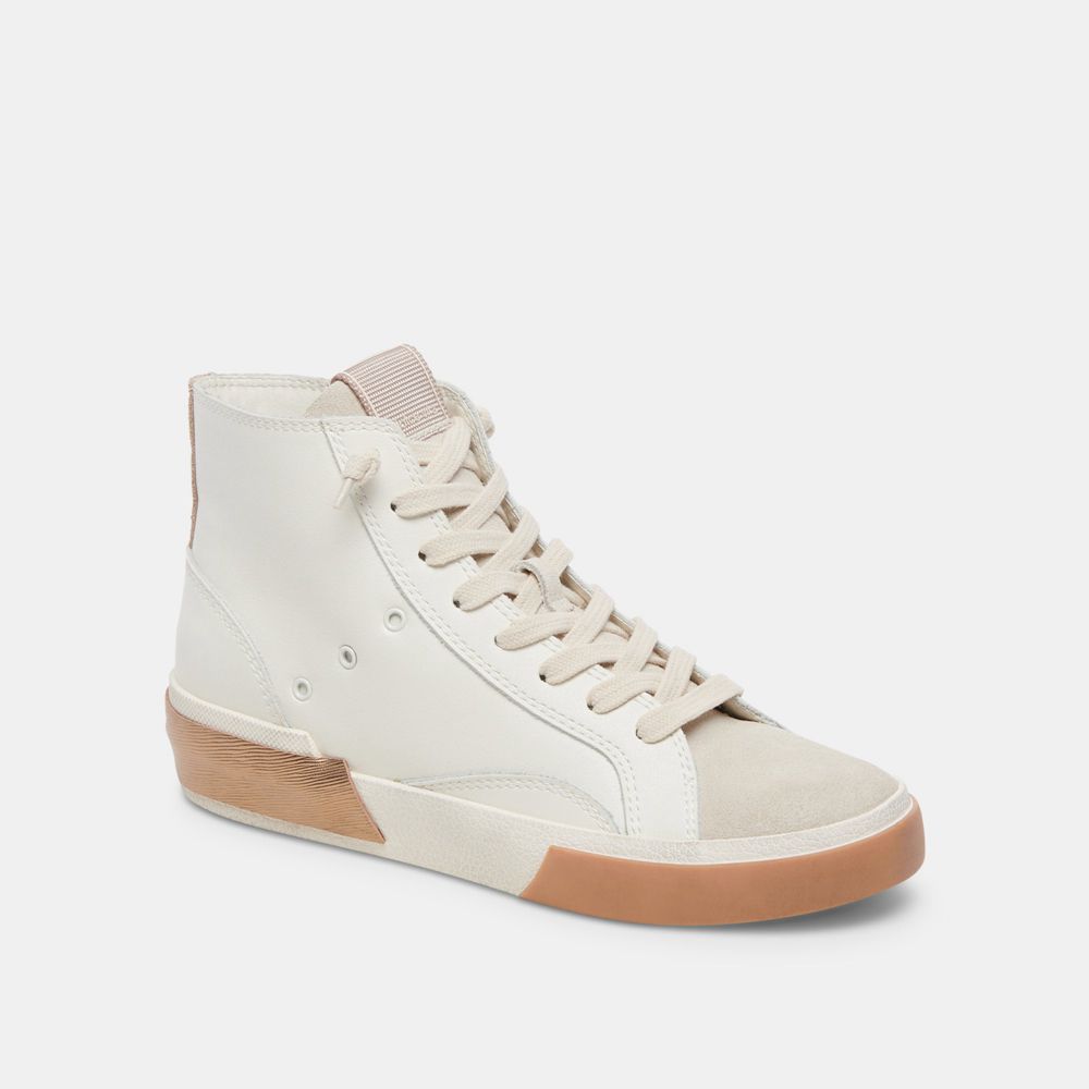 Dolce Vita Zohara Leather Women Sneakers White / Brown | US-728610BHU