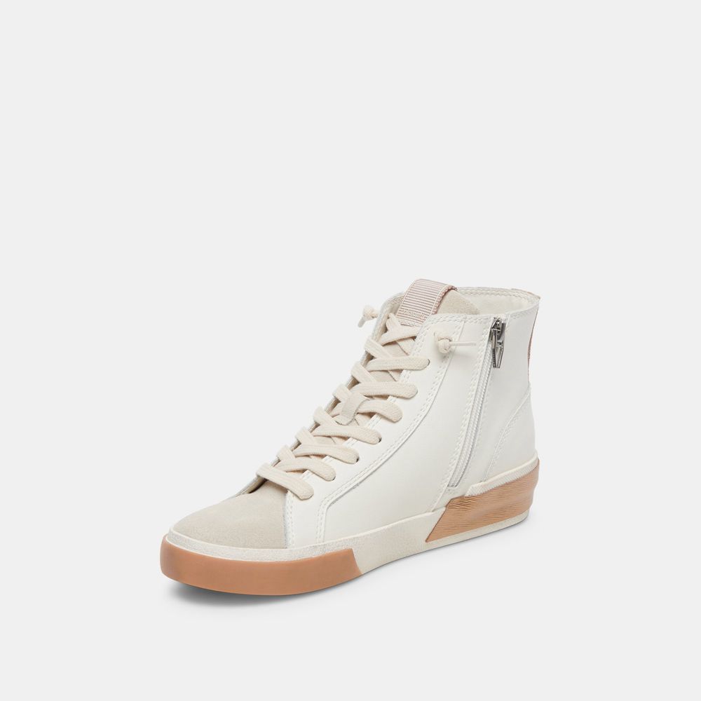 Dolce Vita Zohara Leather Women Sneakers White / Brown | US-728610BHU